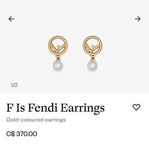 Fendi Gold Earrings with Pearl Drop